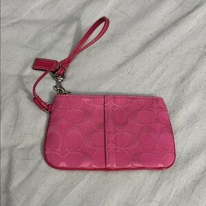 Coach Pink Leather Wristlet Clutch